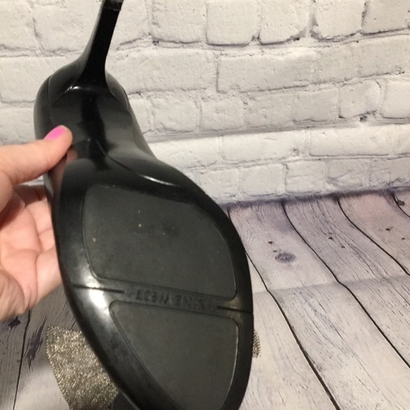 Nine West Camelita mesh bow black leather heels - Picture 7 of 10